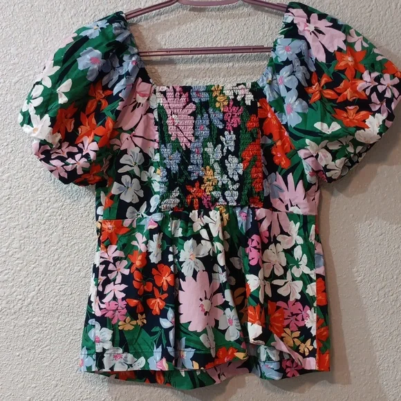 Old Navy Multicolor Floral Blouse, Ladies Summer Floral Top, Ladies Size M - Picture 3 of 5